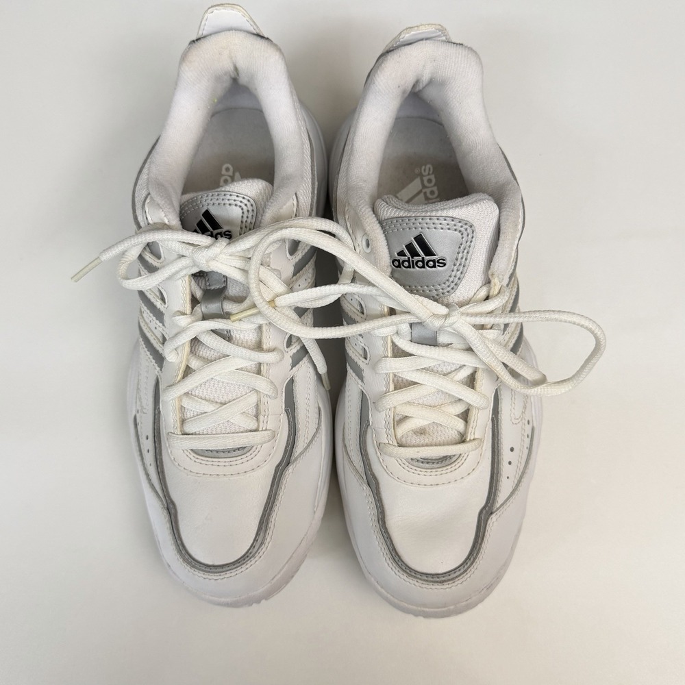 Adidas Women's Tennis Shoes G02370 White Silver Size 6 Adiprene Non-Marking - Picture 3 of 9